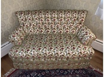 Floral Embroidered Button Back Love Seat