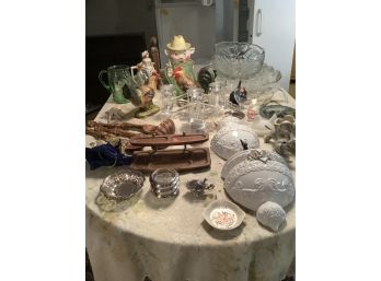Miscellaneous Lot Of Glass, Cookie Jar, Porcelain, Crystal And Decorative Items