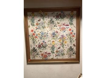 Gucci Scarf Framed With Flowers And Birds Motif