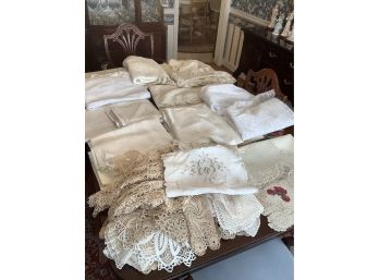 Linen Lot Including Table Clothes, Napkins, Doilies And Table Runners