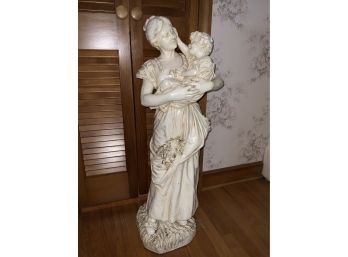 White Porcelain Woman With Child Sculpture