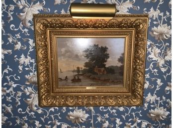 William Galvez Oil On Board With An Antique Gold Frame