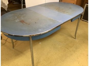 Metal Retro Table With A Blue Top