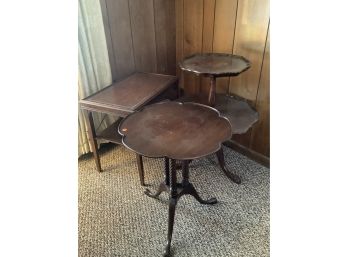 1 Pie Crust Table And 1 Leather Top End Table