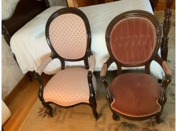 2 Antique Victorian Walnut Arm Chairs