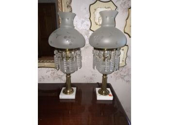 Pair Of Astro Style Etched Dresser Lamps