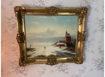 S.Jv. Zonderen Oil On Canvas Painting With Gold Frame