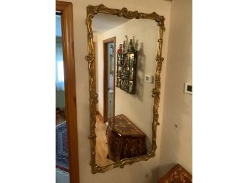 Rectangle Gold Mirror With Floral Detail