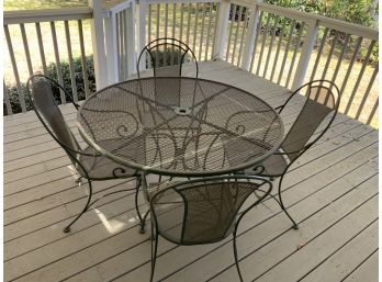 5 Piece Iron Green Patio Set With 4 Chairs