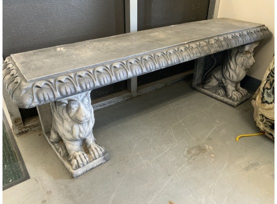 Cement Double Lion Garden Bench