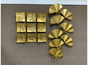 Two Gold Metal Wall Sculptures