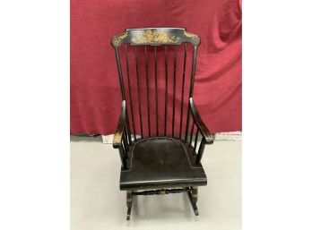 Nichols And Stone Black Boston Style Rocking Chair With Gold Stenciled Back