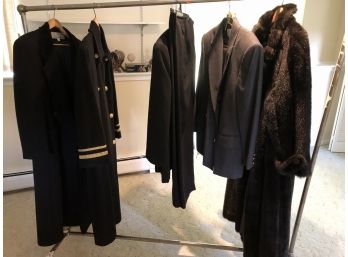 Clothing Lot Including J. Percy For Marvin Richards Size Large Faux Fur Coat, Lord And Taylor Ladies Wool Suit