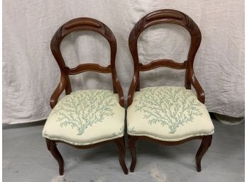 Pair Of Victorian Walnut Side Chairs