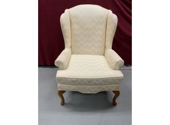 Sam Moore Furniture Custom White Wing Chair With Ottoman