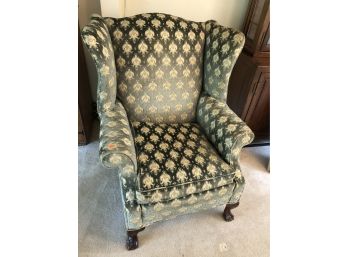 Upholstered Wing Chair With Ball Claw Feet