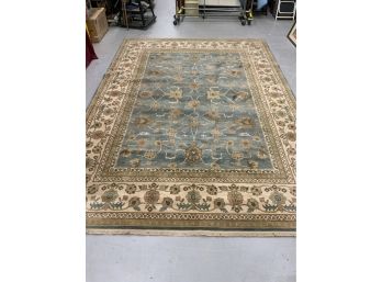 Large Room Size Blue And Cream Machine Made 10ftx18ft