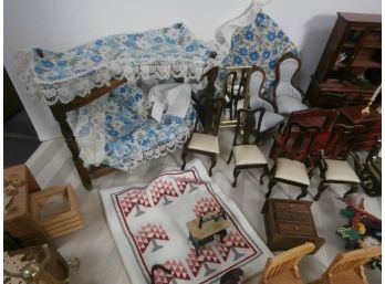 Large Assortment Of Doll House Furniture Wooden And Metal