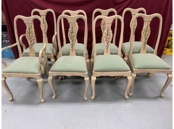 Set Of 8 Painted Chippendale Dinning Room Chairs