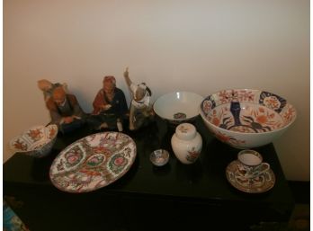 Asian Themed Vintage Home Decor Including Mud Men, Bowls, Cups And Saucers, Ginger Jar And More