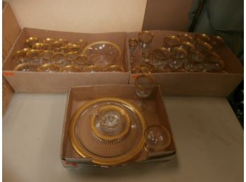 Large Lot Of Tiffin Gold Rim Decoration Stems, Cordials, Goblets, Cream, Sugar, Glasses And More