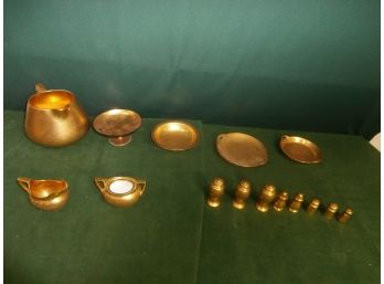 Gold Wash Items Including Signed Pickard Etched China, Osborne, Le Roy And Large Fel De China Germany Pitcher