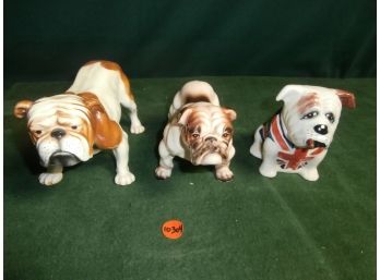 3 Ceramic Bulldogs Including Goebel W. Germany Bulldog CH626 C1969
