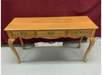 Oak Chippendale Three Drawer Hall Table