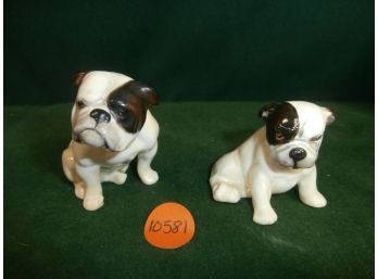 2 Signed Royal Doulton Miniature Sitting Bulldog Figures