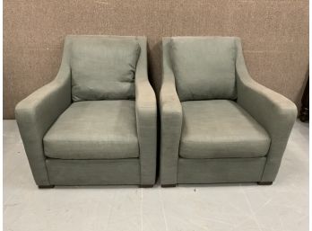 Pair Of Grey Crate And Barrel Club Chairs