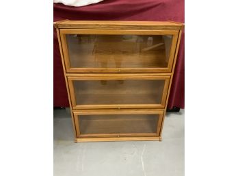 Oak Barrister Style Bookcase With Sliding Glass Doors