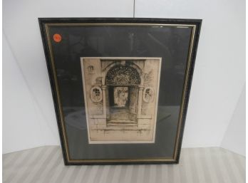 Ernest D. Roth The Iron Grill Venice 1913 Etching, Framed And Matted