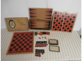 Gaming Lot Including Checkers And Backgammon