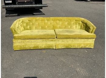 Vintage Yellow Greenish Button Back Sofa