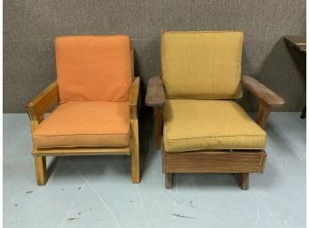 2 Piece Ranch Oak Arm Chairs With Original Cushions