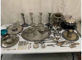 Large Lot Of Assorted Silverplate