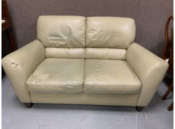 Cream Leather Love Seat