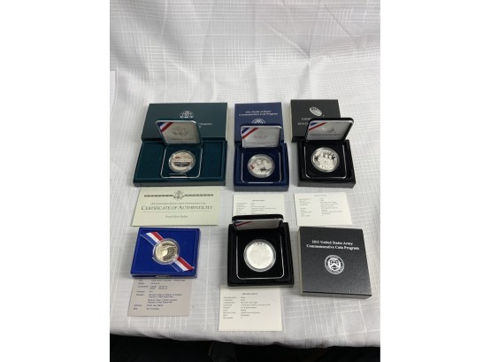 5 Commemorative Proof $1 And 50c Most Silver 1986,1997,2011,2014