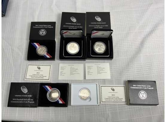 5 Commemorative Unc. And Proof $1 And 50c Some Silver 2011,2014