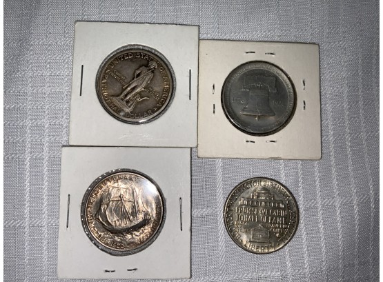 4 Commemorative Half Dollars 1925 Lexington Concord, 1920 Pilgrim, 1926 Sesquicentennial, 1946 Booker T