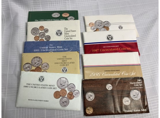 9 Uncirculated Mint Sets 1985-1993