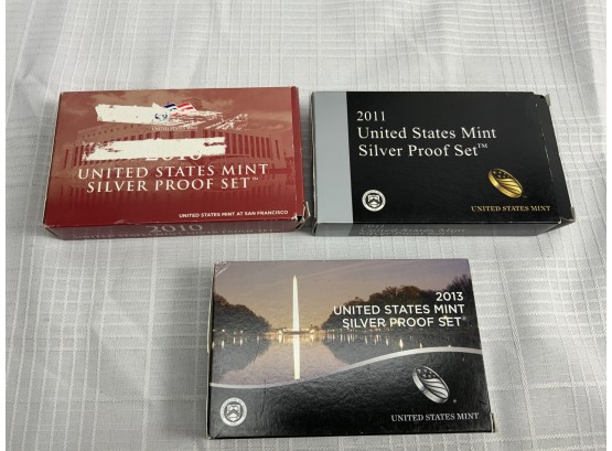 3 Assorted Silver Proof Sets 2010,11,13