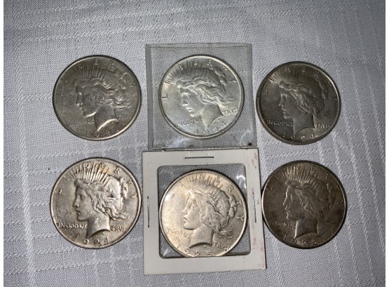 6 Peace Dollars 1922-s, 24, 25, 26-s
