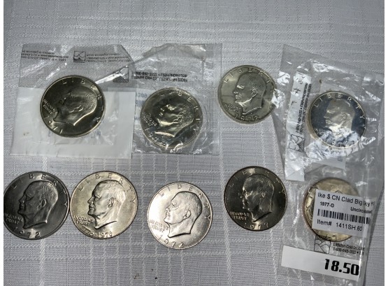 $9 Face Value In Ike Dollars Including $4 Silver