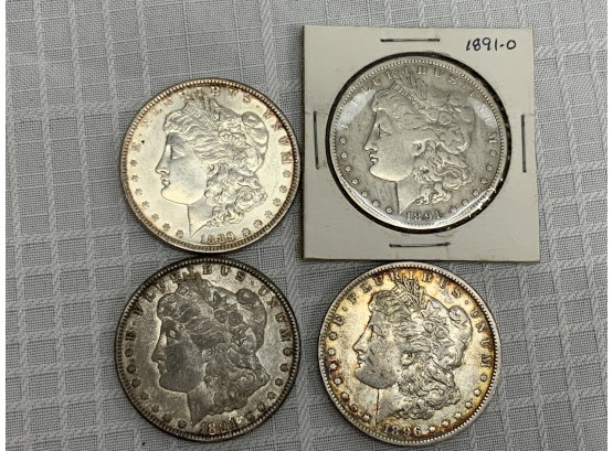 4 Morgan Dollars 1889, 91-o, 94-o, 96-o