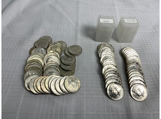 $40 Face Value In 1965-69 40 Silver Half Dollars Inc 1966,68-d BU Rolls