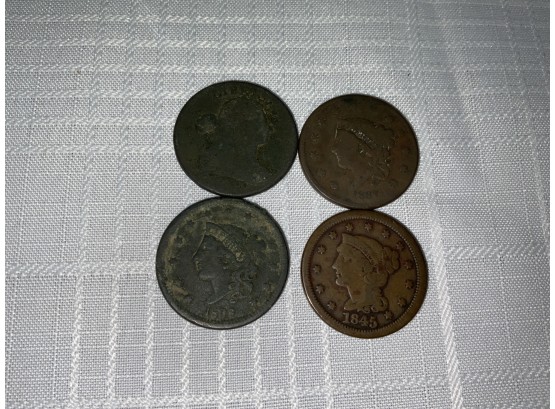 4 Large Cents 1805, 1837,1838,1845