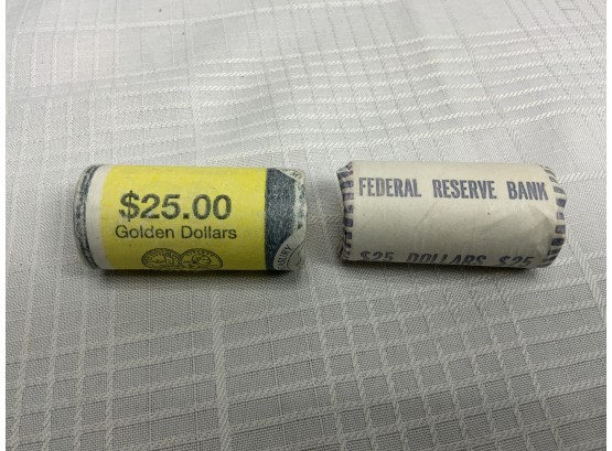 $25 Roll Of 1979 Susan B Anthony $1 And $25 Roll Of Sacagawea Dollars