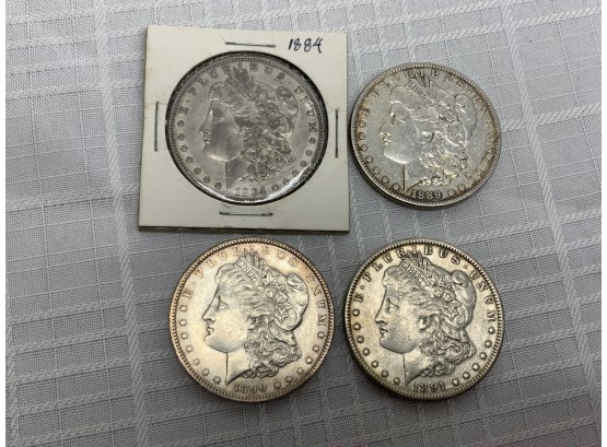 4 Morgan Dollars 1884, 89, 90, 91