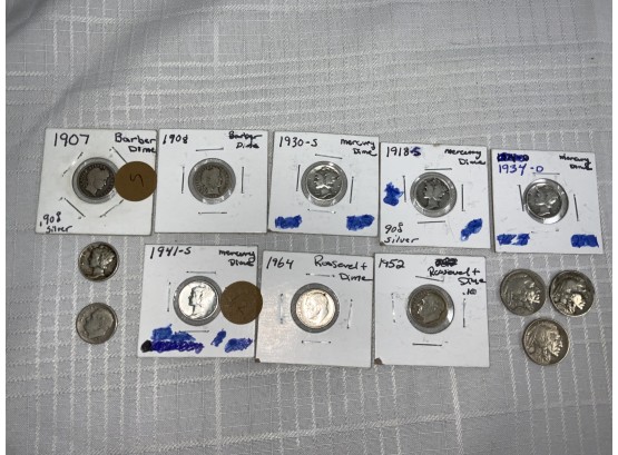 Silver Dimes $1 Face And Indian Nickels